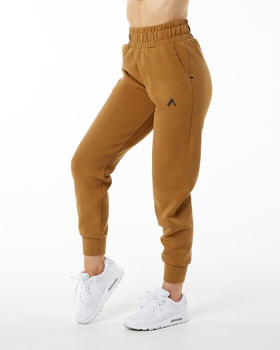 Alphalete Interlock Knit Cuffed Jogger Almond | 62930-SWCX