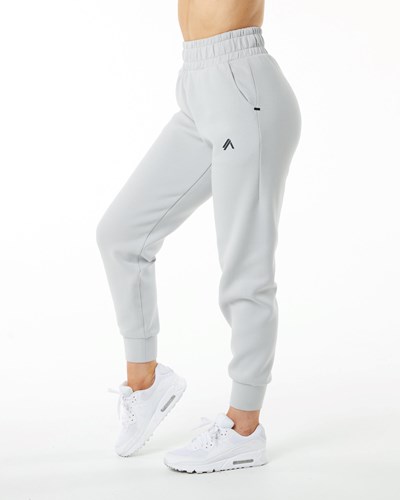 Alphalete Interlock Knit Cuffed Jogger Szare | 46217-FLVO