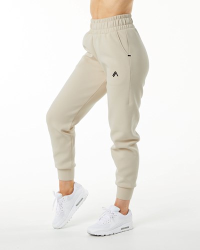 Alphalete Interlock Knit Cuffed Jogger Vanilla | 84620-WGIM