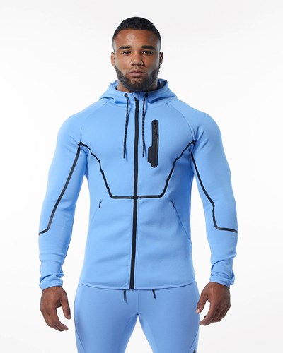 Alphalete Interlock Knit Full-Zip Hoodie Głęboka Niebieskie | 46059-KCUD