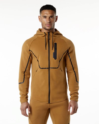 Alphalete Interlock Knit Full-Zip Hoodie Almond | 80297-SAZW