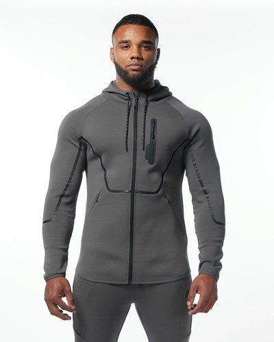 Alphalete Interlock Knit Full-Zip Hoodie Charcoal | 80675-CVNQ