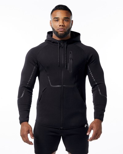 Alphalete Interlock Knit Full-Zip Hoodie Czarne | 95247-BRZG