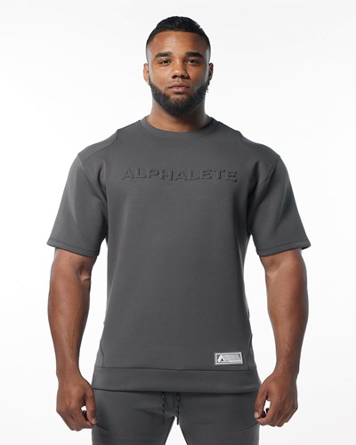 Alphalete Interlock Knit Pullover Charcoal | 80792-WGPM