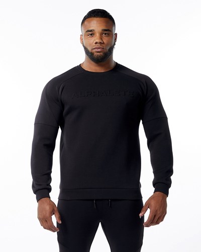 Alphalete Interlock Knit Pullover Czarne | 05329-QUAL