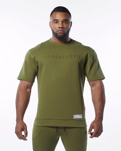 Alphalete Interlock Knit Pullover Oliwkowe | 30965-GVYC