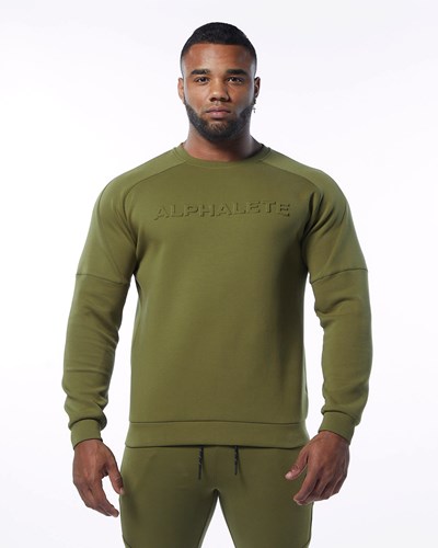 Alphalete Interlock Knit Pullover Oliwkowe | 51397-ZXTI