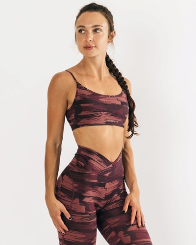 Alphalete Medium Impact Bra Bordowe Camo | 62531-SWQY