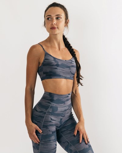 Alphalete Medium Impact Bra Szare Camo | 74890-VMAU