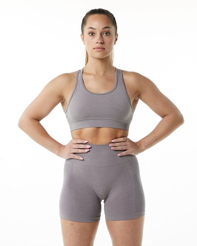 Alphalete Medium-Impact Seamless Sports Bra Szare | 97138-AKGW