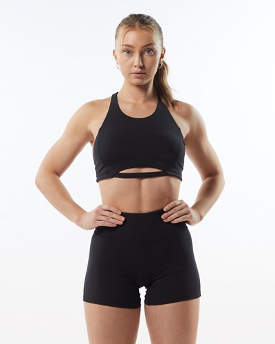 Alphalete Medium-Support One Piece Sports Bra Blackout | 79384-ACUW