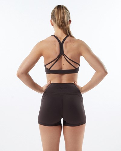 Alphalete Medium-Support Paskiem Open Back Sports Bra Szare | 05742-XEQM