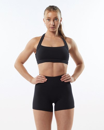 Alphalete Medium-Support Racer Back Sports Bra Blackout | 52168-OPLW