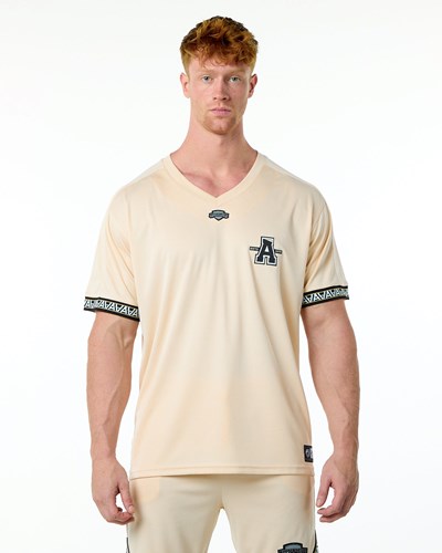 Alphalete Oversized Krótkie Sleeve Jersey Tan | 97645-KDVJ