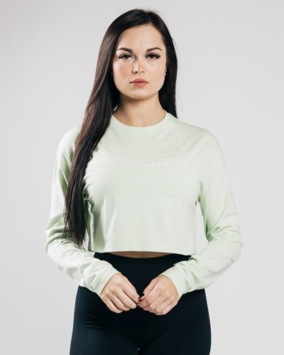 Alphalete Oversized Performance Long Sleeve Crop Frozen Spring | 40698-PZAN