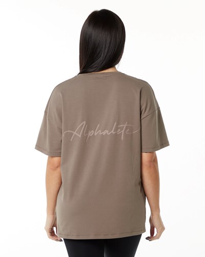 Alphalete Performance Krótkie Sleeve Mocha | 58301-ZUDN