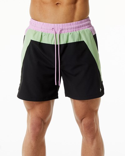 Alphalete Podszewką Swim Trunk Zielone Czarne | 43176-MNUS