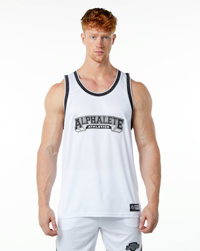 Alphalete Relaxed Fit Jersey Białe | 35276-NSDF