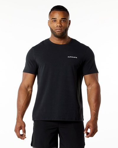 Alphalete Relaxed Fit Tee Czarne | 62937-SLBM