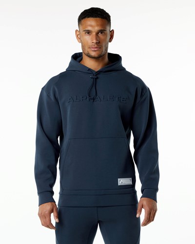 Alphalete Relaxed Interlock Knit Hoodie Granatowe | 27590-NFEK