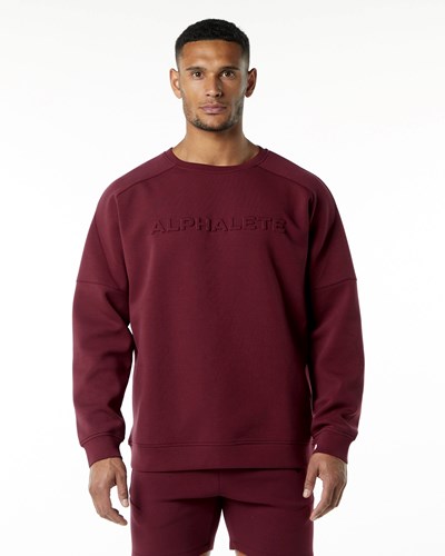 Alphalete Relaxed Interlock Knit Pullover Bordowe | 21689-PIZB