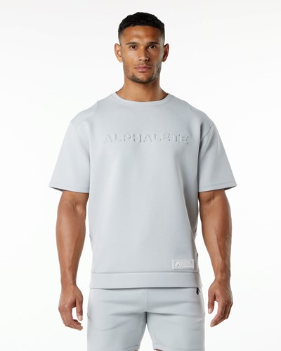 Alphalete Relaxed Interlock Knit Pullover Szare | 39418-UORC