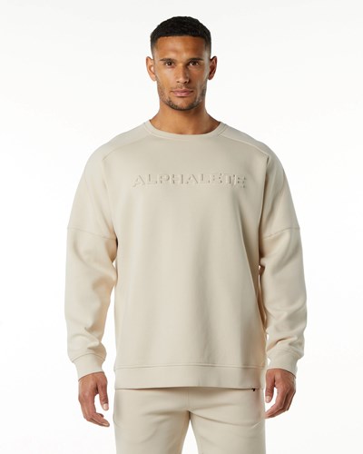 Alphalete Relaxed Interlock Knit Pullover Vanilla | 47385-ZIUT