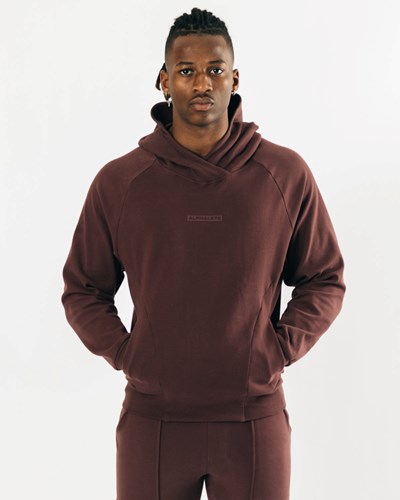 Alphalete Relaxed Single-Brushed Pullover Hoodie Mahogany | 09586-MXNQ