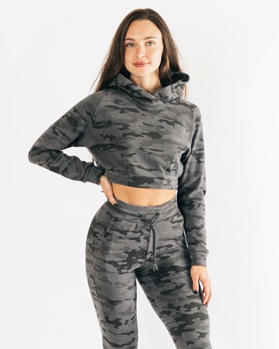 Alphalete Relaxed Single-Brushed Pullover Hoodie Camo | 45076-VWLB