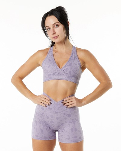 Alphalete Single Brushed Bra Pebble Print Misty Lilac | 65098-VTIR