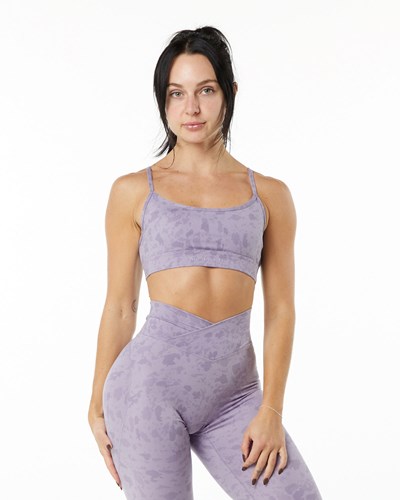 Alphalete Single Brushed Bra Pebble Print Misty Lilac | 85940-NKFX