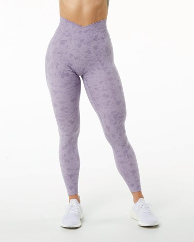 Alphalete Single Brushed Cross-Wrapped Legging Pebble Print Misty Lilac | 23807-YOSM