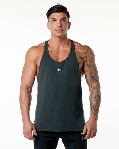 Alphalete Stepped Hem Stringer Zielone | 43521-IZBA