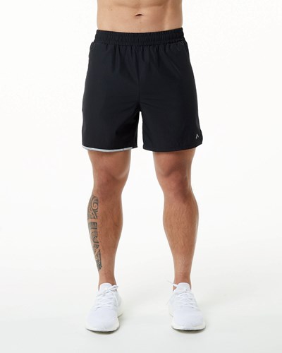 Alphalete Woven 4-Way Stretch 5" Krótkie Czarne | 72534-JIWK