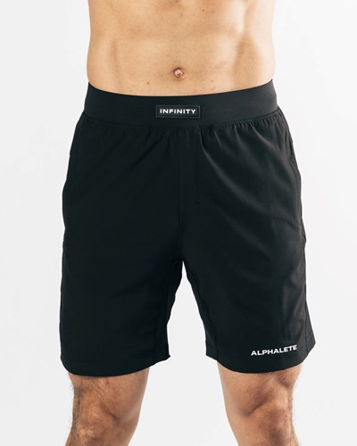 Alphalete Woven 4-Way Stretch 7" Krótkie Czarne | 45269-KCTF