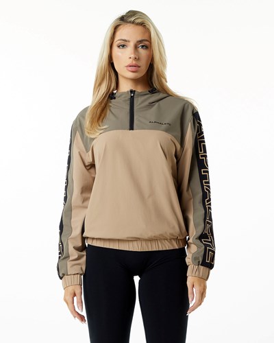 Alphalete Woven Performance Jacket Desert Safari | 29836-FYRC