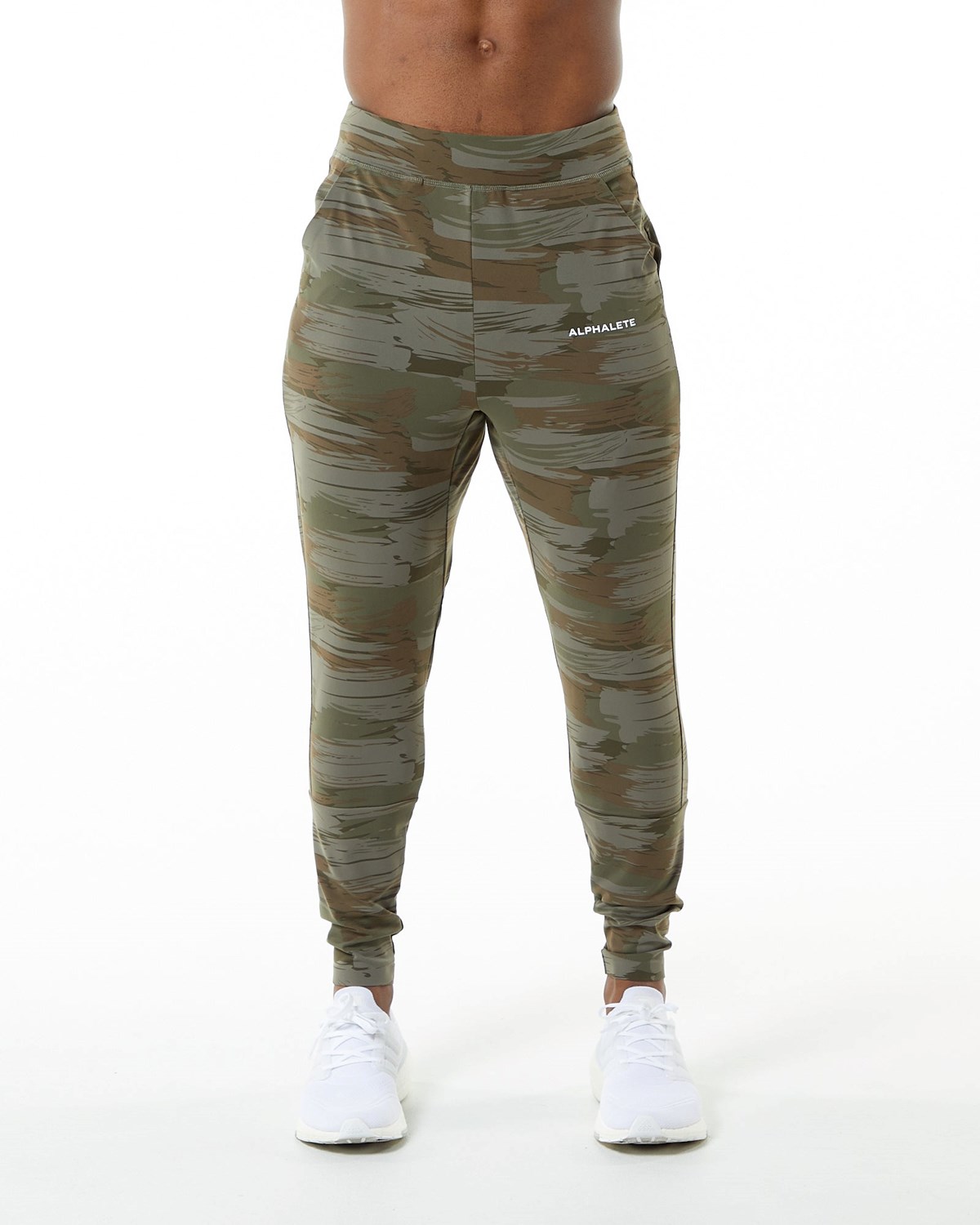 Alphalete 4-Way Stretch Jogger Oliwkowe Camo | 65408-YKQA