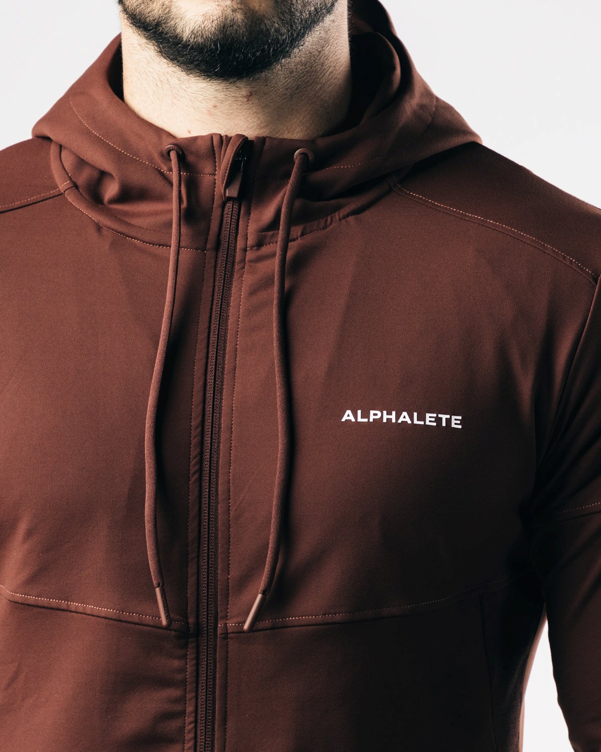 Alphalete 4-Way Stretch Zakapturzony Jacket Czekolada | 43869-PRVM