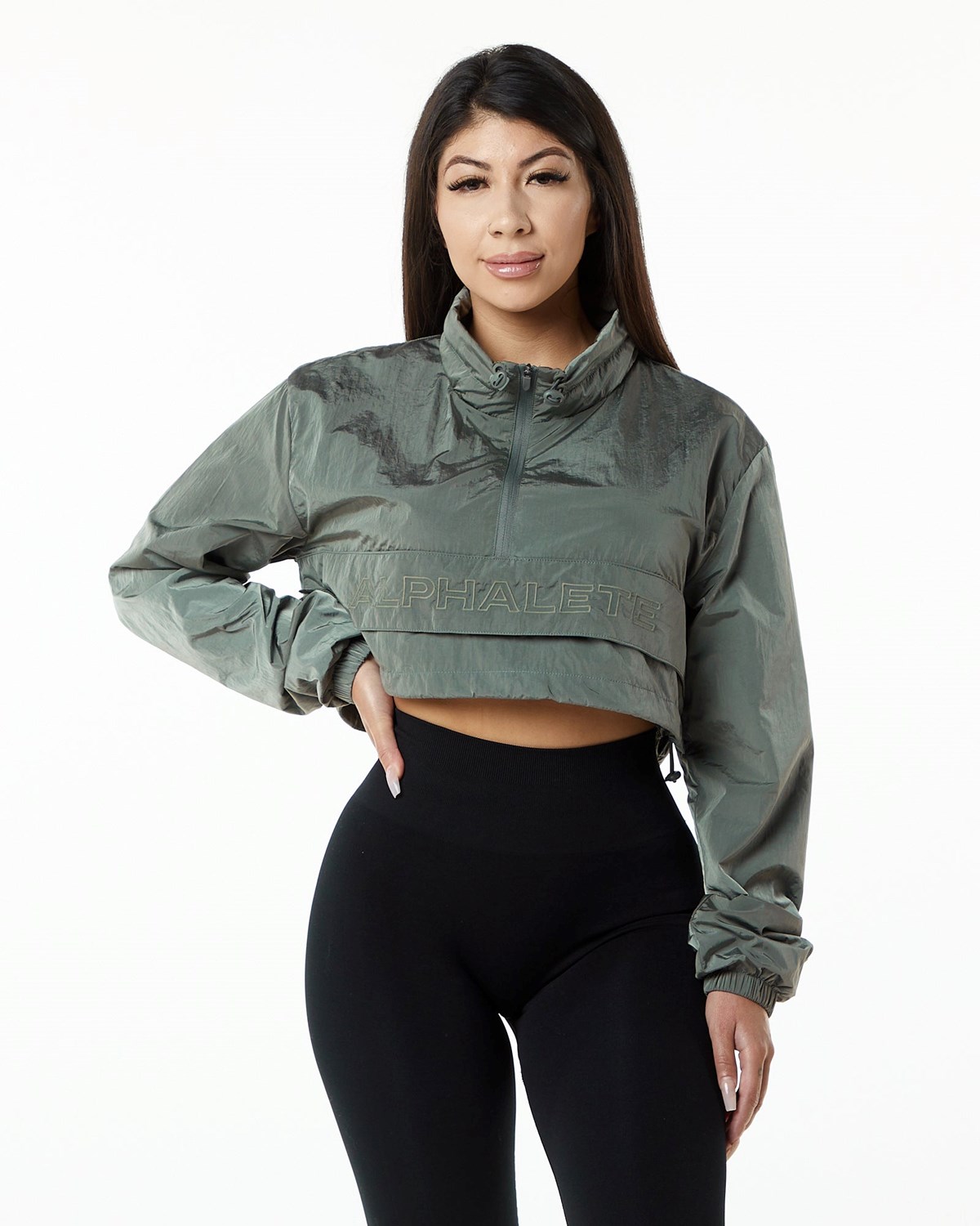 Alphalete All-Purpose Crop Jacket Charcoal | 76549-FUJS