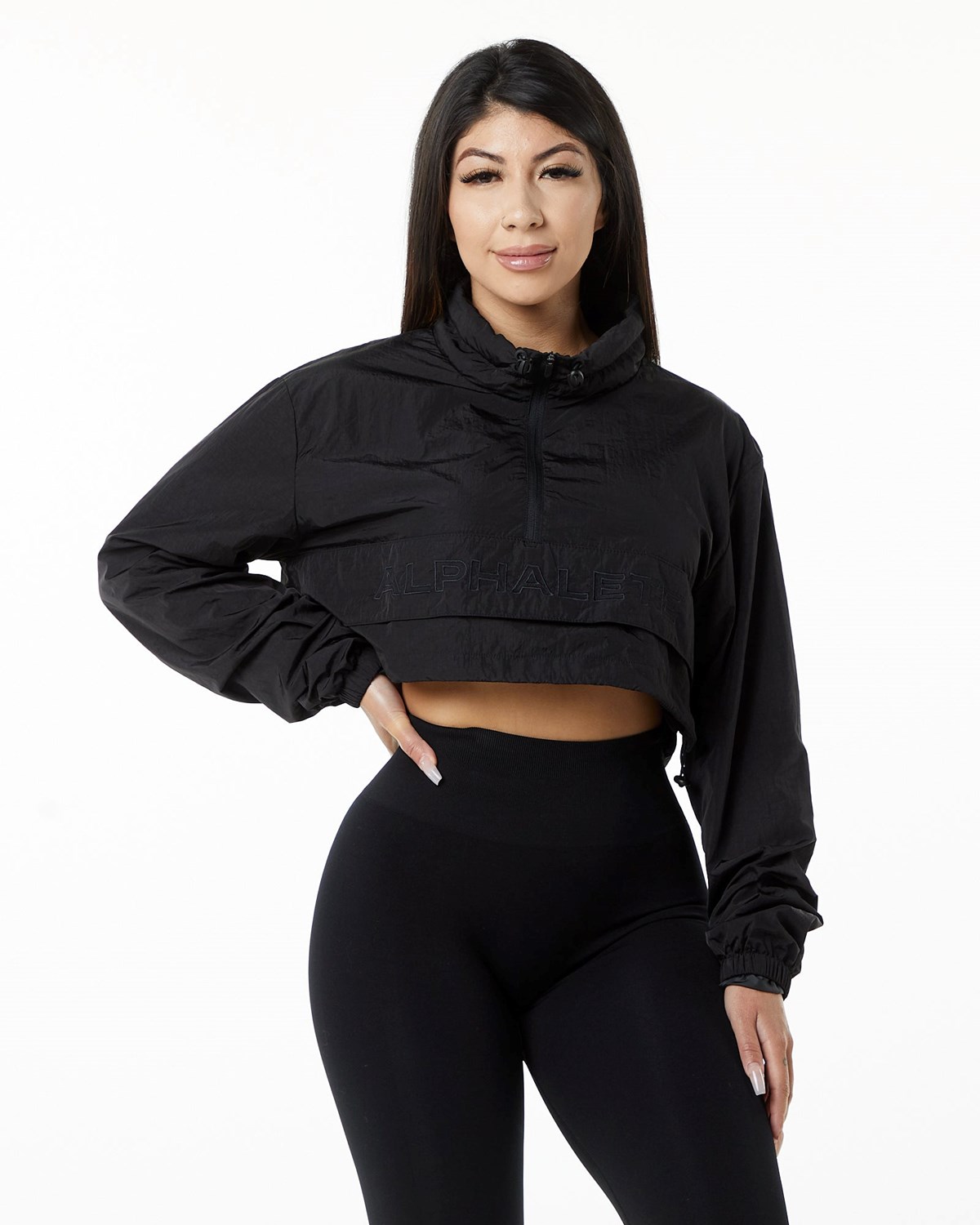 Alphalete All-Purpose Crop Jacket Czarne | 84652-SYWD