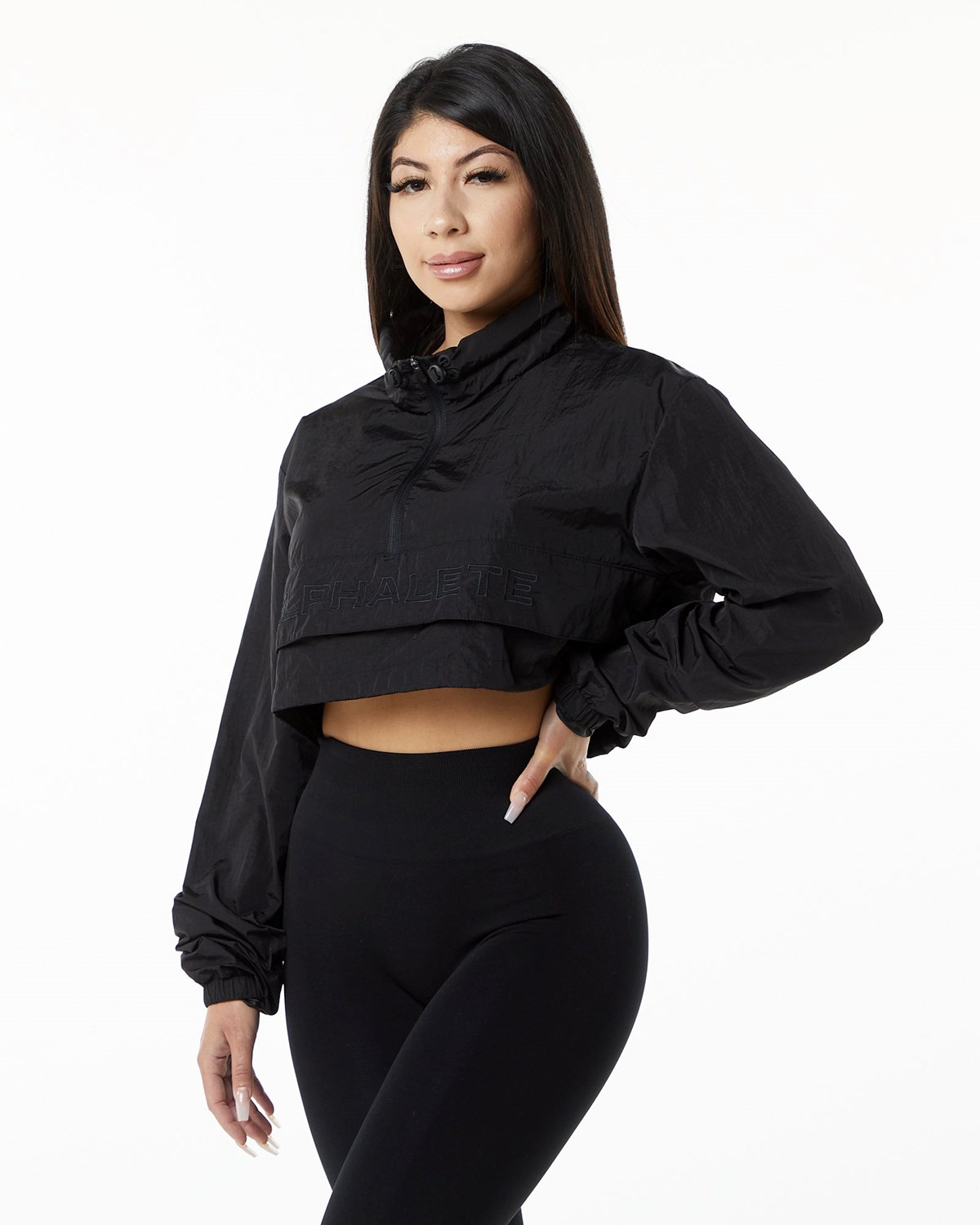 Alphalete All-Purpose Crop Jacket Czarne | 84652-SYWD