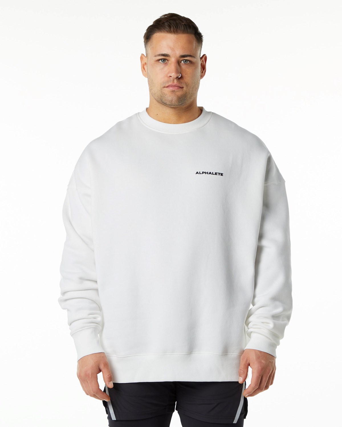 Alphalete Brushed Fleece Crewneck Swetry Białe | 21539-ZTBS