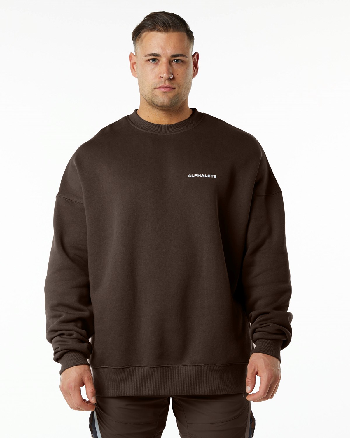 Alphalete Brushed Fleece Crewneck Swetry Brązowe | 28564-JULZ