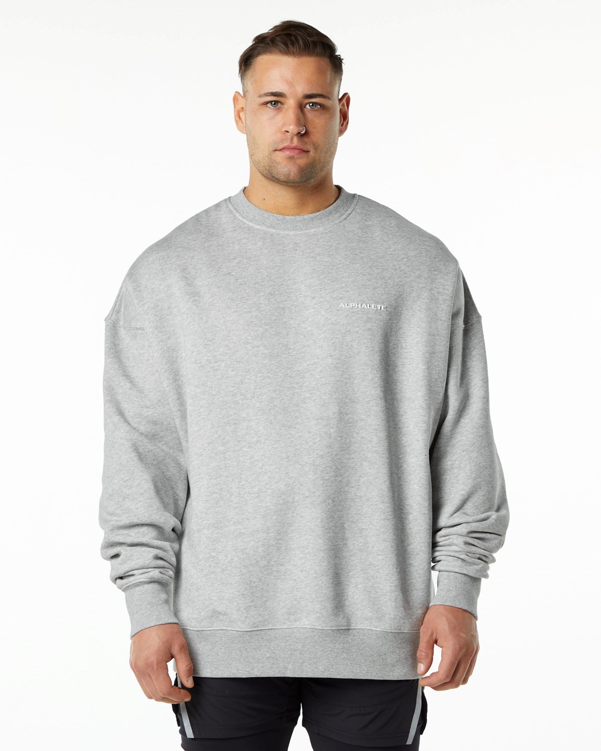 Alphalete Brushed Fleece Crewneck Swetry Szare | 71548-PAHY