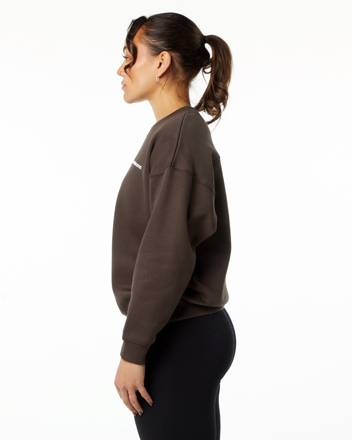 Alphalete Brushed Fleece Crewneck Swetry Brązowe | 96037-VBRT