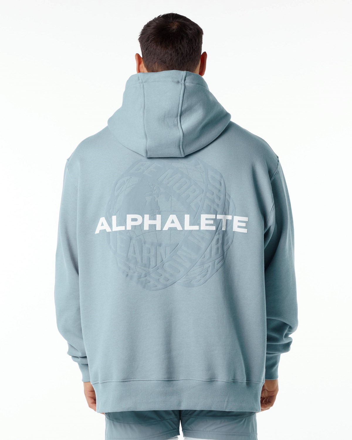 Alphalete Brushed Fleece Grafiką Hoodie Niebieskie | 63085-FOYU