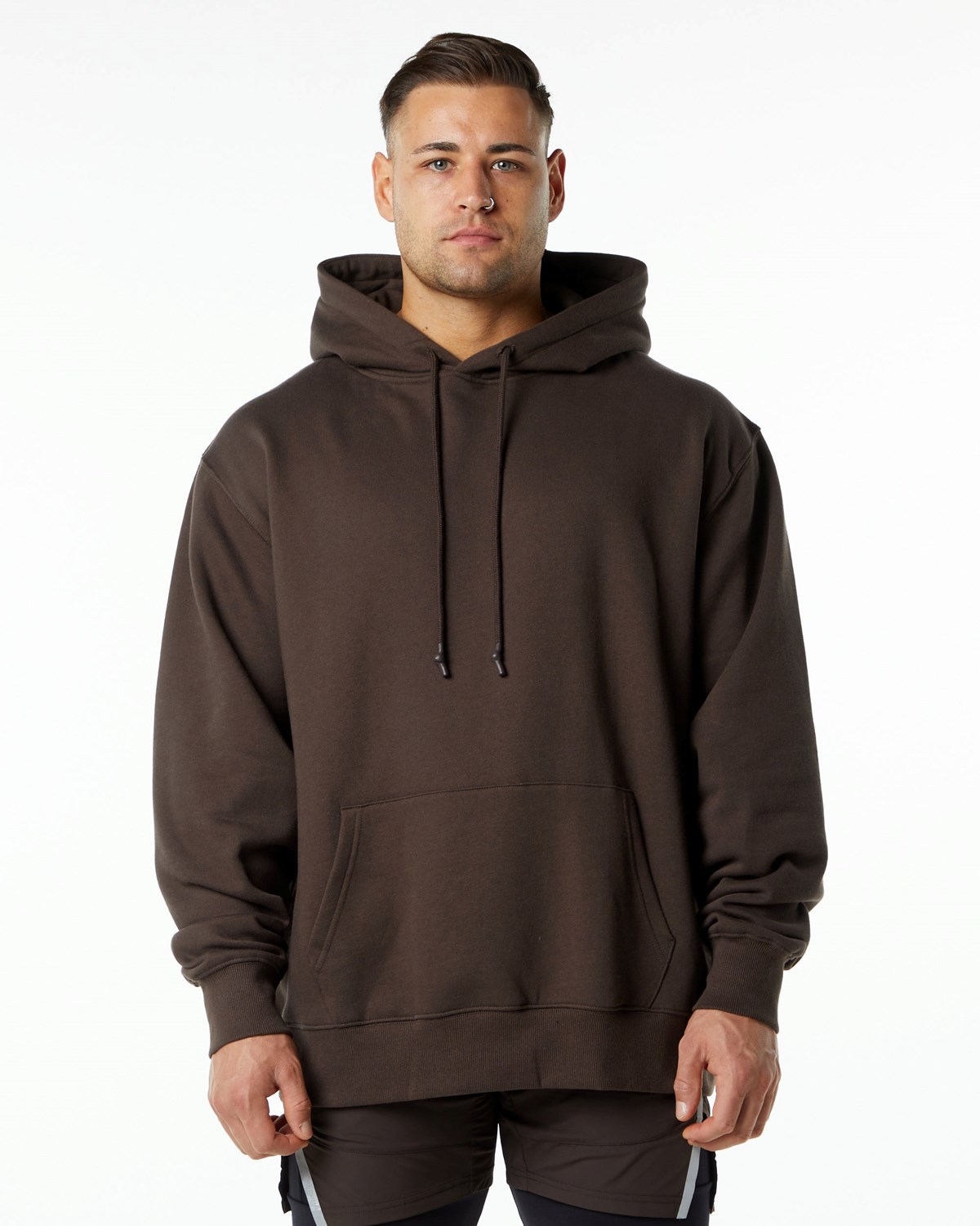 Alphalete Brushed Fleece Grafiką Hoodie Brązowe | 69418-BQDO