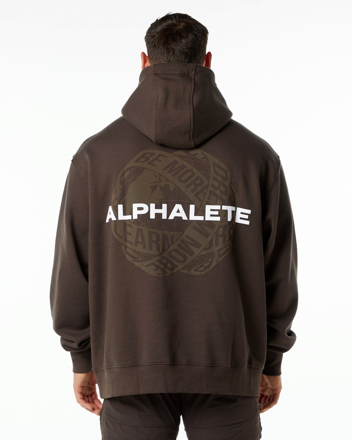 Alphalete Brushed Fleece Grafiką Hoodie Brązowe | 69418-BQDO