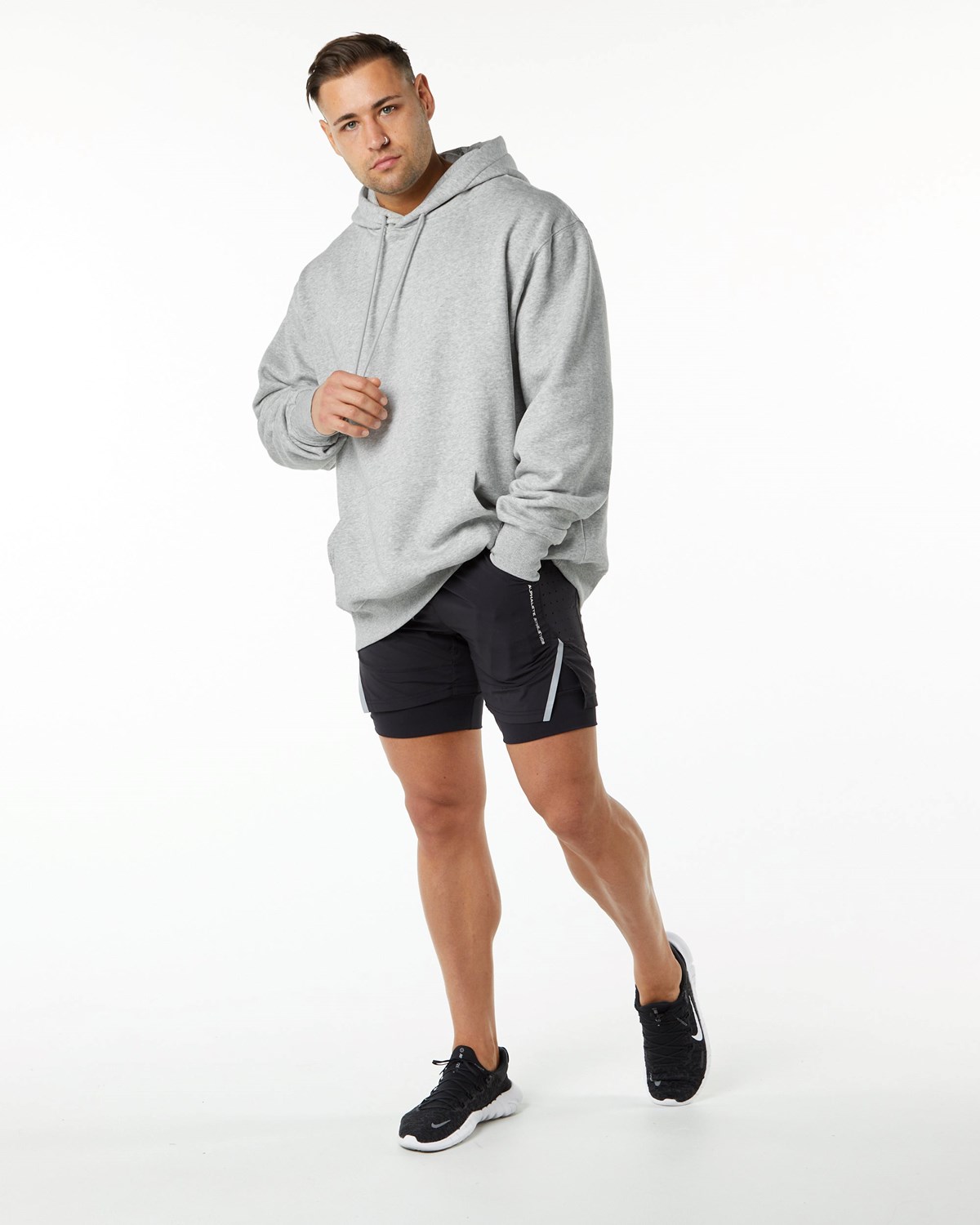 Alphalete Brushed Fleece Grafiką Hoodie Szare | 71530-QVPY