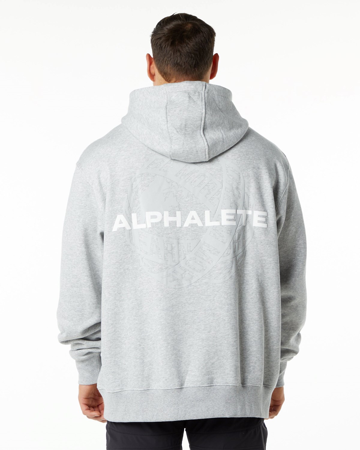 Alphalete Brushed Fleece Grafiką Hoodie Szare | 71530-QVPY